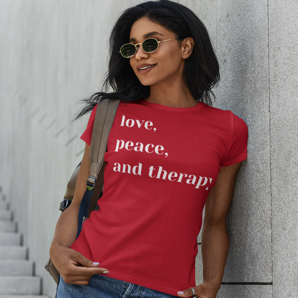 Love, Peace, and Therapy; Short-Sleeve Unisex T-Shirt