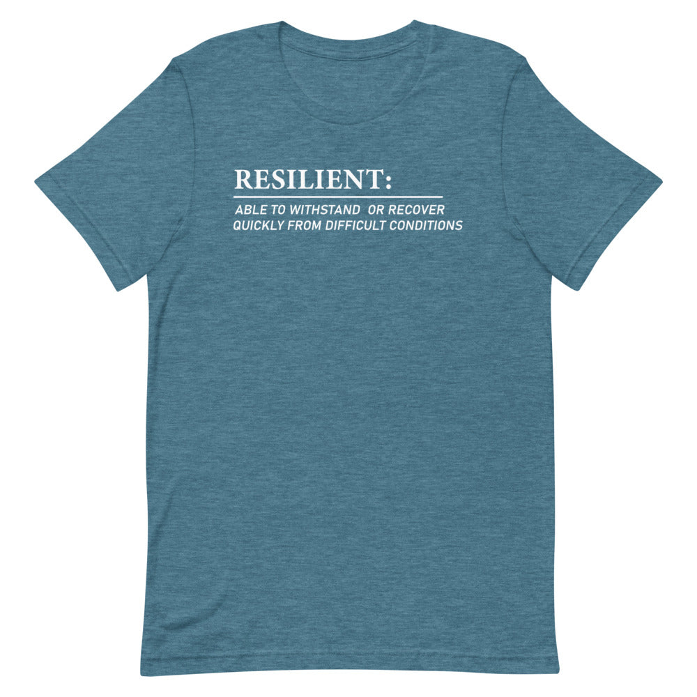 Resilient Definition in All Caps, Short-Sleeve unisex T-Shirt Heather Deep Teal / S