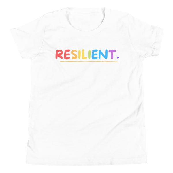 Resilient. Youth Short Sleeve Unisex Colorful T-Shirt